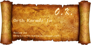 Orth Karméla névjegykártya